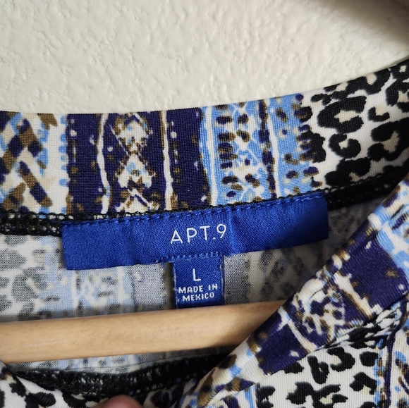 Apt 9 Animal Print Top Blue Large Sleeveless - Picture 2 of 5